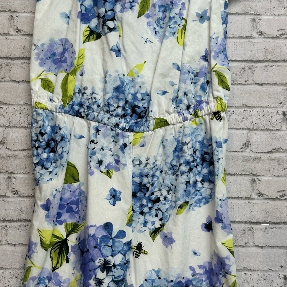Gymboree Size 3T Floral Lined Jumpsuit Blue White Off Shoulder Ruffles Bees